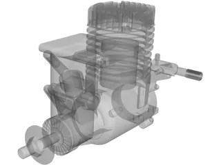 RC OS .50 Engine with Pitts Muffler 3D Model preview