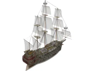 Galleon Early Spanish 3D Model preview