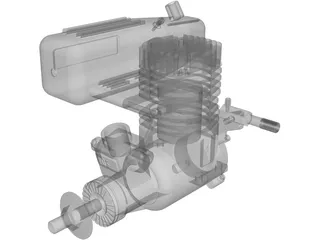 RC OS .50 Engine with Standard Muffler 3D Model preview