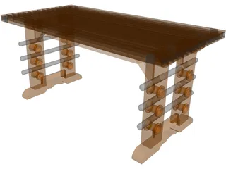 Butcher Block Table 3D Model preview