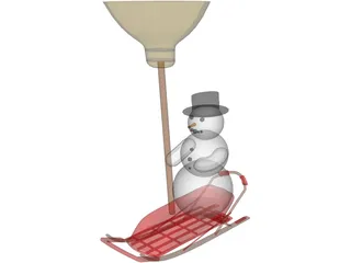 Snowman on a Snow Sled 3D Model preview