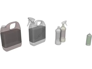 Spray Bottles 3D Model preview