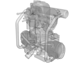 Citroen 2CV Engine 3D Model preview
