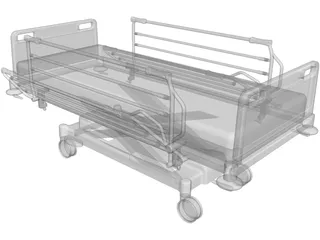 Hospital Bed 3D Model preview