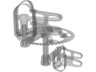 Pedals and Crankset 3D Model preview