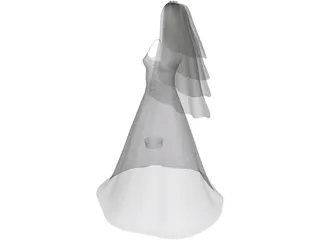 Wedding Dress 3D Model preview