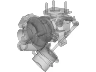 Turbo Garrett GT 12 with Wastegate 3D Model preview