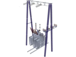 Electric High-voltage Transformers 3D Model preview