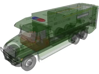 International Police Truck 3D Model preview