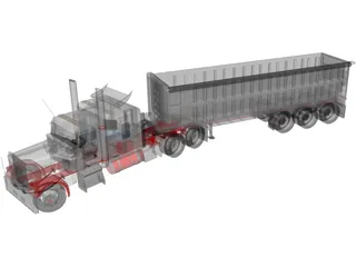 Kenworth W900 with Trailer 3D Model preview