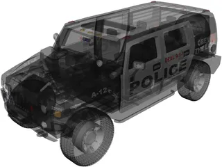 Hummer H2 Police 3D Model preview