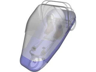 Human/electric side by side recumbent vehicle 3D Model preview