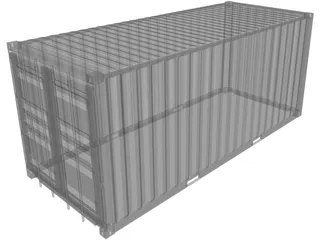 Shipping Container 20x08x08ft Movable Doors 3D Model preview