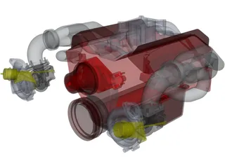 SBC Dual Turbo Engine 3D Model preview