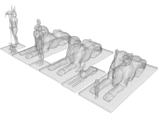 Egyptian Statues 3D Model preview