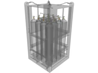 Offshore Gas Cylinder Rack 3D Model preview
