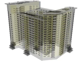 Inhabited high-rise building 3D Model preview