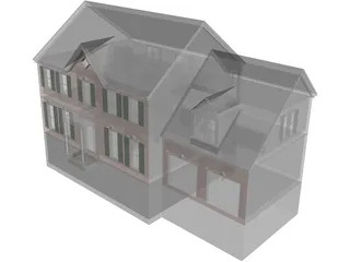 House with 2 Separate Garages 3D Model preview