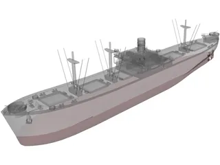 Cargo Ship WWII 3D Model preview