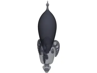 Retro Rocket BK 3D Model preview