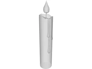 Candle With Wax Spilled 3D Model preview