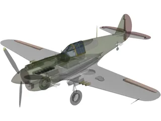 Curtiss P-40E 3D Model preview