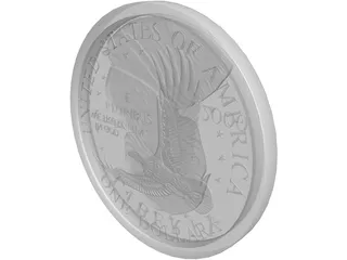 Coin Gold Dollar 3D Model preview