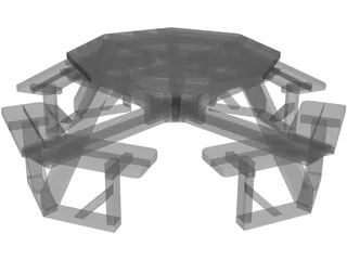 Octogonal Garden Table 3D Model preview