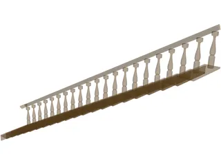 Wood Stair 3D Model preview