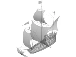 Caravel Sailing Ship 3D Model preview