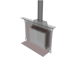 Basic Home Fireplace and Mantle 3D Model preview