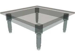 Table Colonial Coffee 3D Model preview