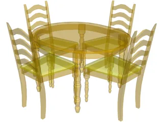 Table with Chairs 3D Model preview