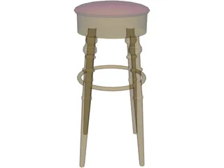Barstool Brass 3D Model preview