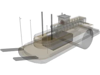 Steamboat SideWheel (1900) 3D Model preview