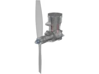 RC Motor 2T Airplane 3D Model preview