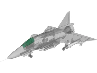 SAAB AJ-37 Viggen 3D Model preview