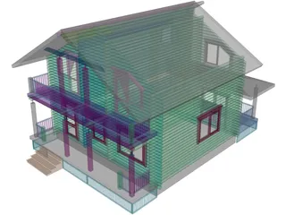 Wooden House 3D Model preview