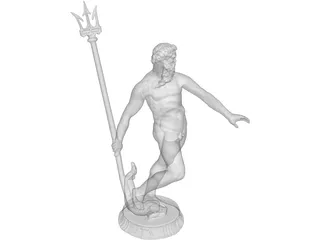 Neptune Statue 3D Model preview