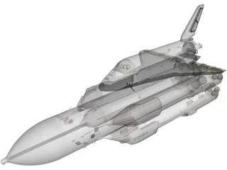 Buran-Energia Space Shuttle with Rocket 3D Model preview