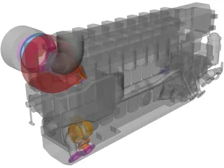 Marine Engine 3D Model preview