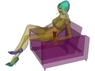 Woman on Chair 3D Model preview