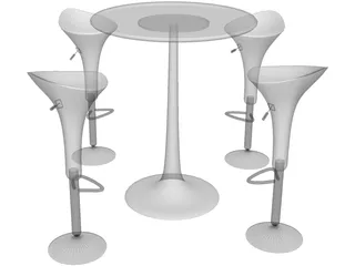 Bar Stool with Table 3D Model preview