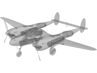 Lockheed P-38 Lightning 3D Model preview