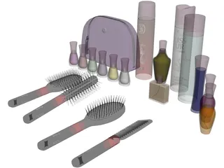 Woman Makeup and Accessories 3D Model preview