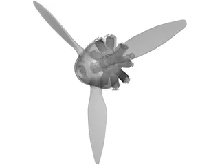 9-Cylinder Rotor Engine 3D Model preview
