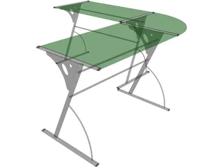 Glass Office Computer Desk 3D Model preview