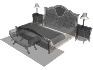 Classic Bedroom Set 3D Model preview