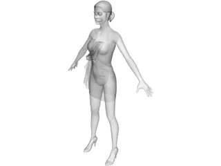 Girl Suits a Towel 3D Model preview