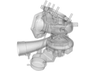 Turbocharger Diesel Engine 3D Model preview
